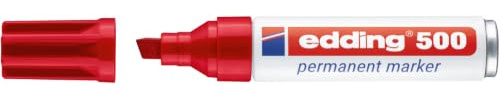 edding 500 Permanentmarker - rot - 1 Stift - Keilspitze 2-7 mm | wasserfest, schnell-trocknend - wischfest - für Karton, Kunststoff, Holz, Metall, Glas