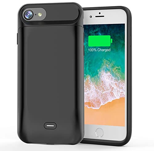 Akkuhülle für iPhone 8 /7/6S/6/SE 2020, [ 6600mAh ] Zusatzakku Ladehülle Akku hülle Handyhülle, Akku Battery Case Powerbank Hülle für iPhone SE 2020/7/6S/6/8, Tragbare Akku Case Schwarz [4,7 Zoll]