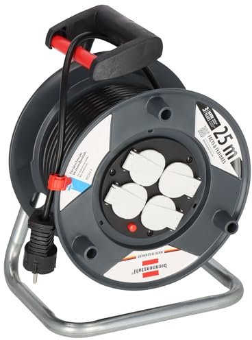 Brennenstuhl Garant E Kabeltrommel (25m Kabel in schwarz, aus Spezialkunststoff, für den Einsatz im Innenbereich, Made in Germany)