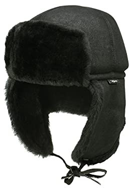 Wigens Knut Toscana Fellmütze aus gewachstem Lammfell - Schwarz (999) - 61 cm