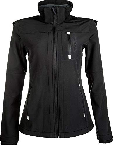 HKM 5273 Softshelljacke Sport, Damen Mädchen Jacke Regenjacke Kapuze, Schwarz (Black), L