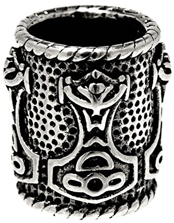 Kiss of Leather Perla para barba de acero inoxidable, diseño de martillo de Thor, 8 mm, acero inoxidable, Sin piedra