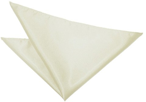 DQT Mens Plain Satin Pocket Square - Wedding, Business & Formal Suit Handkerchief - Ivory
