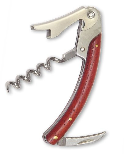 1aTTack.de 832959 - Coltello da Cameriere/apribottiglie da Sommelier, Straordinario Design, in Acciaio Inox con Manico in Legno pregiato di Pakka, in Confezione Regalo, lunghezza11 cm