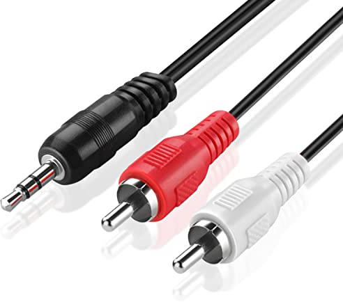 TNP RCA to Aux Cable (1 FT) - Male to Male 2 RCA to 3.5mm Adapter Connector Wire Cord - 2RCA Red and White Audio Cable to AUX Auxiliary Headphone Jack Plug Y Splitter Converter