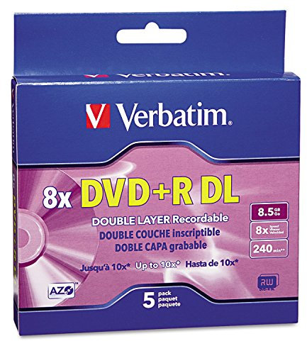 Verbatim DVD+R DL AZO - Disco grabable de Doble Capa (8,5 GB, 8 x 10x, Funda Delgada de 5 Discos, 95311)