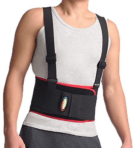 MAXAR Deluxe Industrial Back Support Belt for Men and Women - Back Brace for Lower Lumbar Pain Relief, Sciatica, Scoliosis, Disc, Lifting at Work - Lumbar Support Belt with Removable Suspenders/Straps