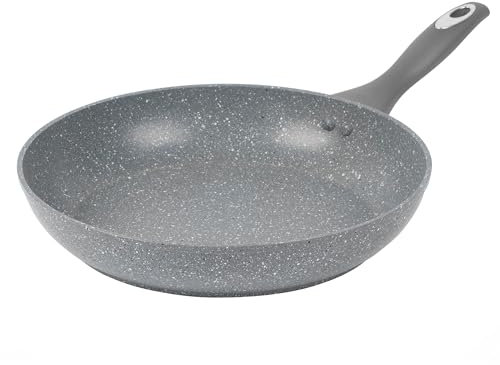 Salter BW02764G Marblestone Collection, Padella antiaderente in alluminio forgiato, 28 cm, grigio, Manico in bachelite, rivestimento in marmo, ideale per pesce, carne e verdure