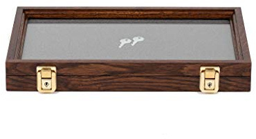 Two Timbers Medium Display Case with Walnut Finish Handmade Wood Box with Glass Top, Arrowheads, Knives, Rocks, Pins, Collectibles, Collections, Medals, Military Coins 4h, Memory Box Keepsakes
