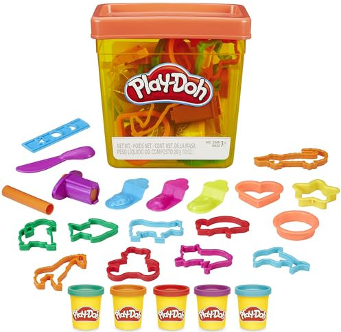 Play-Doh Basisbox mit 5 Dosen Knete und 15 Förmchen, für fantasievolles und kreatives Spielen, ab 3 Jahren