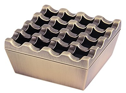 Vintage Metal Small Cigar Ashtrays,16 Grids Novelty Fashion Windproof Cigarettes Ashtray Tabletop Decor Cigarillo Ash Tray,Bronze