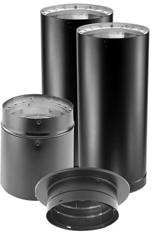 DuraVent DVL 6 x 6 Inch Diameter Stainless Inch Steel Double Wall Ceiling Chimney Wood Burning Stove DVL Pipe Connector Kit, Black