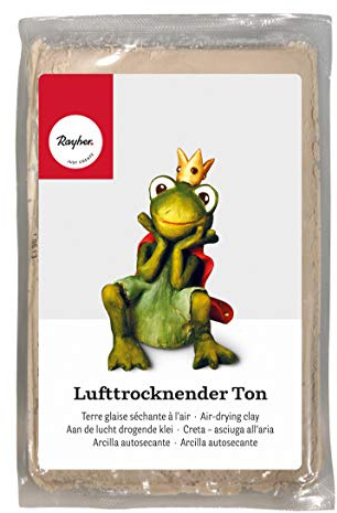 Rayher Lufttrocknender Ton, weiß, 500 g, Modelliermasse, lufthärtend, weich, geschmeidig, ohne brennen, 3449902