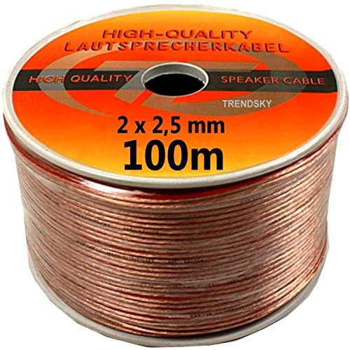 Premium 100 m cavo per altoparlante 2 X 2,5 mm² cavo audio Box Trasparente