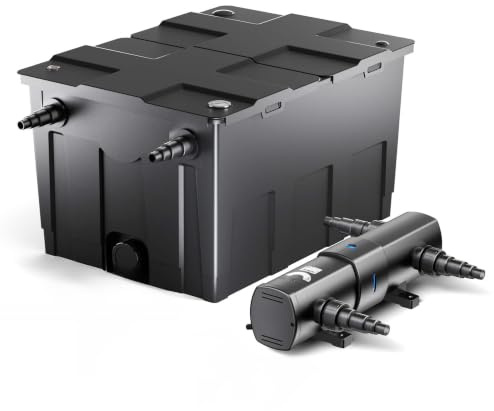 Wiltec Komplettset: CBF-550 Teichfilter bis 60000 L Teichfilteranlage als Durchlauffilter, CUV-218 Teichklärer UVC Klärer mit 18 Watt UV-C Leistung