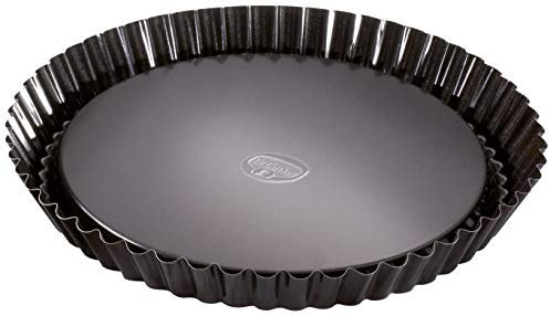 Dr. Oetker Obstkuchenform Ø 28 cm, Backform für Obsttorten, runde Kuchenform aus Stahl mit Antihaftbeschichtung (Farbe: schwarz), Menge: 1 Stück