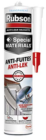RUBSON Mastic Special Materials Anti-Fuites, réparation et colmatage de fuites sur toitures et gouttières- Coloris Transparent -Cartouche 280ml