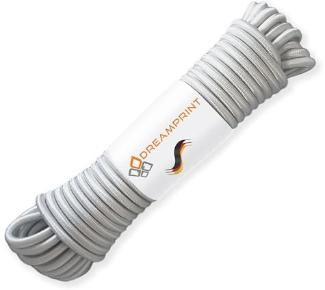 Dreamprint Expanderseil 20m Grau 6mm Ø - Gummiseil, Planenseil, elastisches Seil für Innen & Außen - Wetterfest & Reißfest - Ideal für Ladungssicherung, Planenbefestigung, Camping & Outdoor