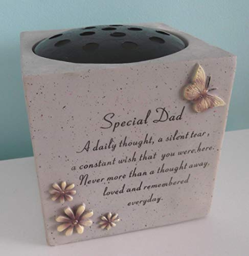 Grabvase mit Vers, Schmetterling, Blumen Special Dad