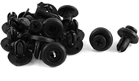 sourcing map 15Pcs 7mm Agujero Grapa De Guardabarros De Coche Tornillo Plástico Negro Clips De Sujeción para Grapas Puerta