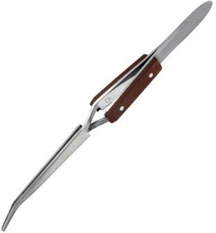 Modelcraft Jeweltool Curved Fibre Grip Tweezers, Silver