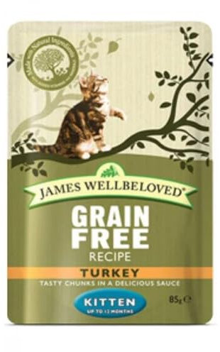 James Wellbeloved Kitten Grain-Free Turkey in Gravy 12 Pouches, Hypoallergenic Wet Cat Food, Pack of 1 (12x85 g)