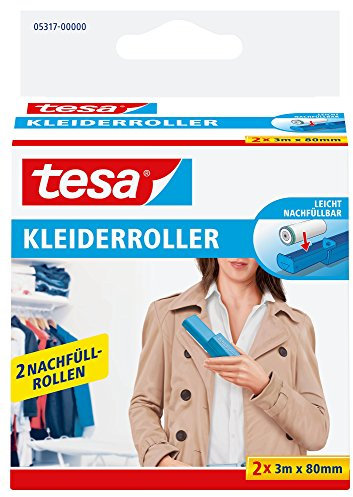 tesa Kleiderroller Nachfüllpackung, 2 x 3 m x 80 mm, Weiß