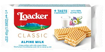 Wafer Loacker - Cialde al latte, biscotti classici italiani, tutti gli ingredienti naturali, snack leggeri, confezione da 25 x 45 g
