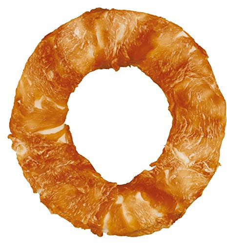 TRIXIE zuckerfreier und glutenfreier Hühnchen Kauring Denta Fun Chicken Chewing Ring, ø 10 cm, 110 g - 31328