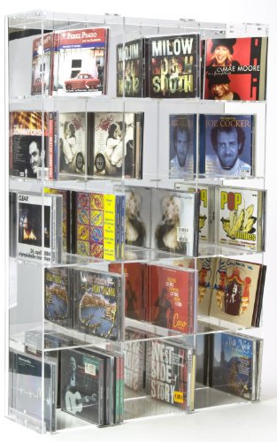 SORA Scaffale modulare per CD in Acrilico con Pannello Posteriore a Specchio