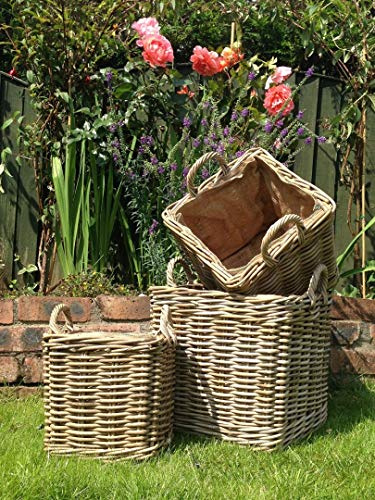 Very Strong Square Log Baskets/Storage Baskets Set with Removable Liners - Set of 3 - Small, Medium & Large