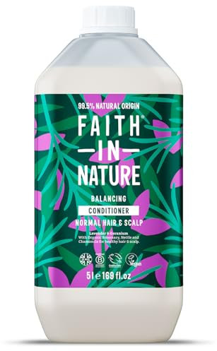 Faith In Nature Natural Lavender & Geranium Conditioner, Balancing for Normal Hair & Scalp, Vegan & Cruelty Free, No SLS, Silicones or Parabens, 5L Refill Pack