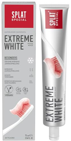 Splat Extreme White Toothpaste, 75ml, intensive teeth whitening, protection against cavities, removes surface stains.