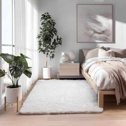 serene super morbido in finta pelle di pecora Shag Silky tappeto Baby nursery camera dei bambini, Acrilico, Ivory, 3' x 5'