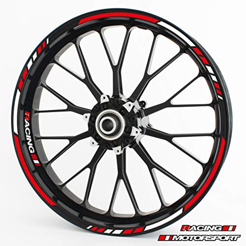 Felgenrandaufkleber RS - Komplettset für 15 16 17 18 19 - Farbe & Design wählbar - Rot, Design 1