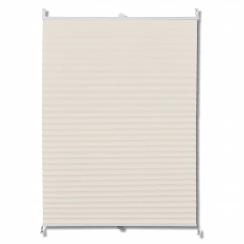 vidaXL Plissee Faltrollo Rollo Sichtschutz Jalousie Plisseerollo Klemmen 50x100cm Creme