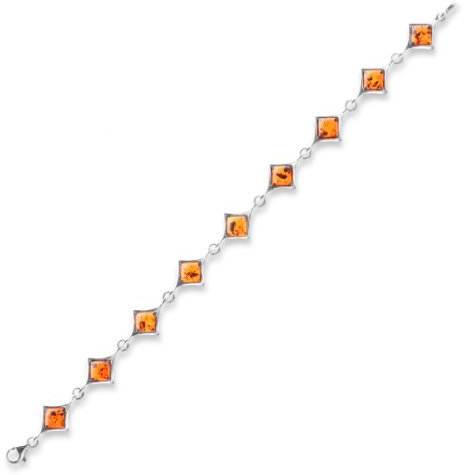 InCollections Damen-Armband 925/000 Sterlingsilber mit Bernstein, cognacfarben 0020214203890