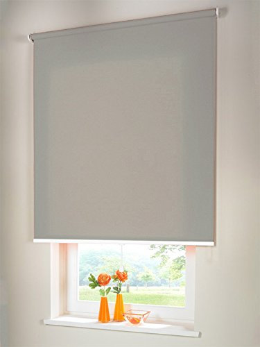 Hochwertiges Sichtschutzrollo Mittelzugrollo Springrollo Rollo Sichtschutz 160 x 200 cm / 160x200 cm grau // Sichtschutzrollo/Sichtschutz-Rollo/Fensterrollo