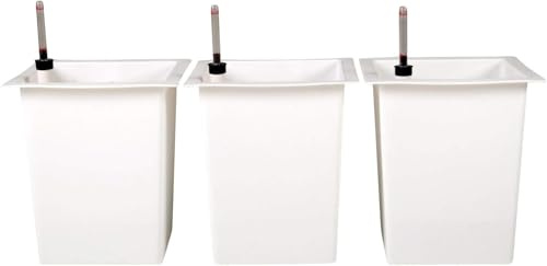 VIVANNO Bac à Fleurs en Plastique avec kit d'arrosage - 29x29x32 cm - Blanc - Set de 3 pièces