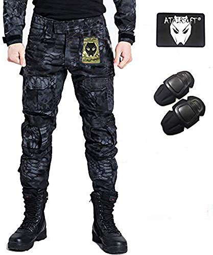 Pantalones de combate para hombres tipo uniforme BDU (Uniforme de batalla) con rodilleras de protección, ideales para el ejército, fuerzas militares, juegos como airsoft y paintball, de WorldShopping4U, color T, tamaño Large