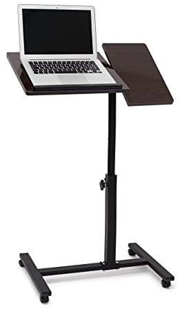 Relaxdays Laptoptisch höhenverstellbar, Laptopständer Holz, mit Rollen, drehbar, HxBxT: 95 x 60 x 40,5 cm, schwarz