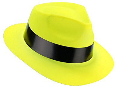 DEGUISE TOI - Chapeau Gangster Jaune Fluo Adulte - Chapeau - Taille Unique - Jaune - Accessoires pour déguisement - Plastique - - Carnaval