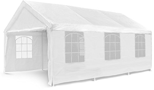 Hochwertiges Festzelt Partyzelt Pavillon 4x6 m weiß mit Seitenteilen für Garten als Unterstand Plane wasserdicht PE Dach 180 g/m² Stahlrohre