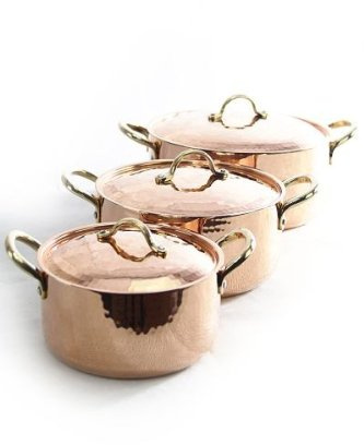 CopperGarden Kupfertöpfe 3er Set mit Deckel & Messinggriffe I Gehämmerte Kupferkochtöpfe: Ideale Wärmeleitung & -verteilung I Robuste Kupfer Töpfe mit 100% Zinn beschichtet