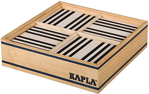 Kapla 100ER KASTEN SCHWARZ UND WEISS - 50 schwarze Plättchen und 50 weiße Plättchen in einem Holzkasten