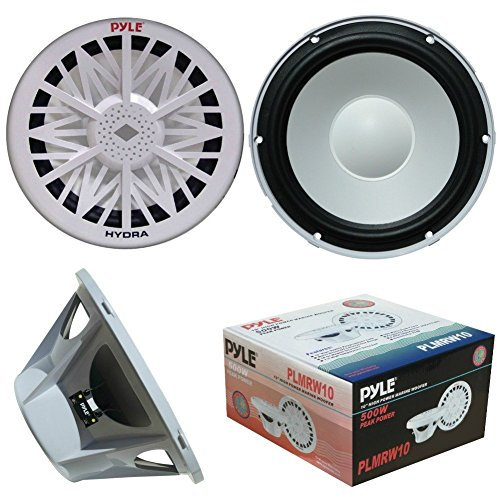 SUBWOOFER PYLE PLMRW10 IMPERMEABILE MARINO WATER PROOF DA 10 25,00 CM 250 MM BIANCO PER IMBARCAZIONI BARCA GOMMONE PISCINA O LOCALI ALL'APERTO SINGOLA BOBINA DA 4 OHM DA 250 WATT RMS E 500 WATT MAX