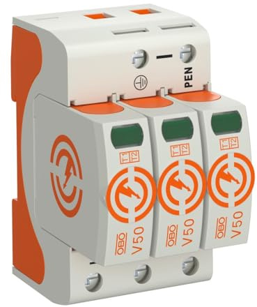 OBO Bettermann Kombiableiter V50, 3-polig 280 V, 5093511 | Blitzstrom-Kombiableiter Typ 1+2 | CombiController V50