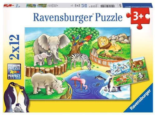 Ravensburger Puzzle Tiere im Zoo - 2x12 Teile Puzzle ab 3 Jahre | 2x12 Teile Puzzle, Kinderpuzzle ab 3 Jahre, Ravensburger Qualität