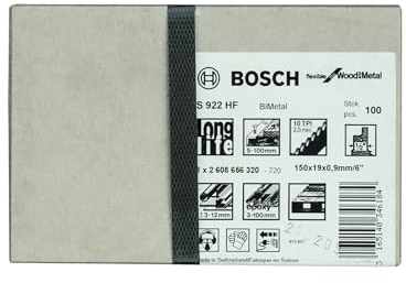 Bosch Professional Coffret de 100 lame de scie sabre S 922 HF Flexible for Wood and Metal (longueur 150 mm, accessoires pour scie sabre)