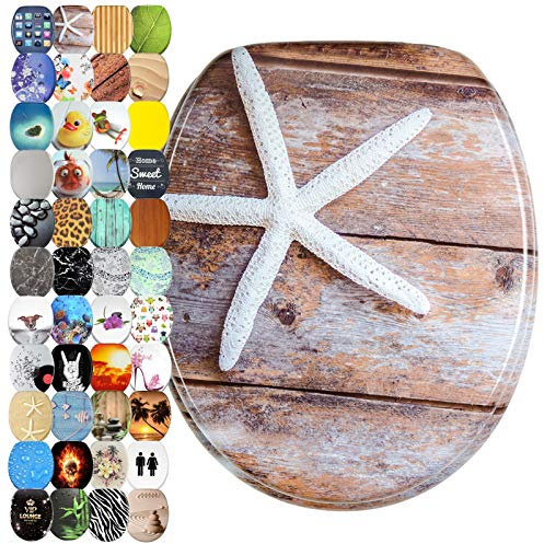 Sanilo WC Sitz mit Absenkautomatik, viele schöne Toilettendeckel zur Auswahl, hochwertige und stabile Qualität aus Holz (Bahia)